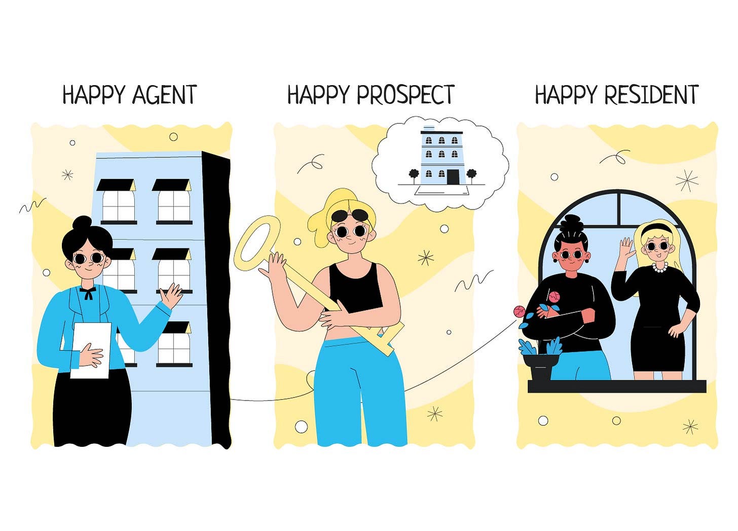 Image showing happy agent, prospect and residents